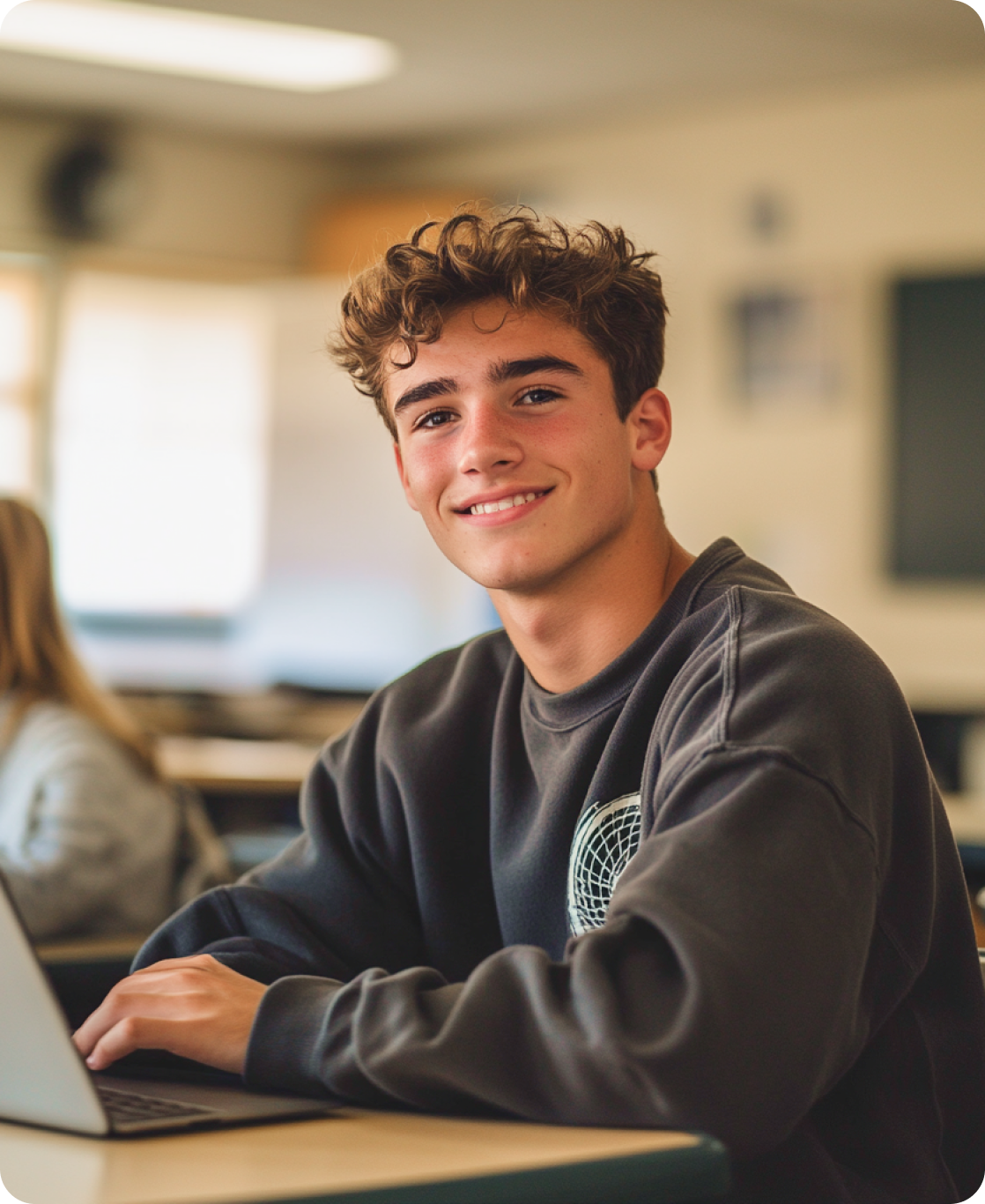 Garçon étudiant heureux.